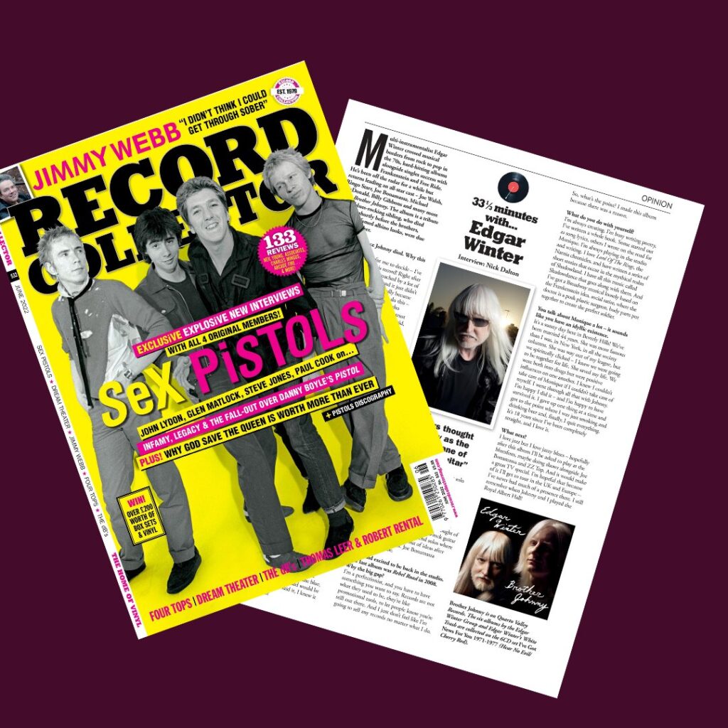 Edgar Winter Interview in June Issue of Record Collector Magazine